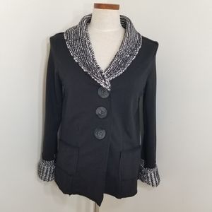 Neon Buddha | Black Crochet Collar  Jacket